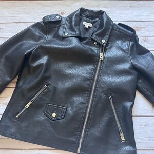 Women’s Topshop Black Faux Leather Moto Jacket